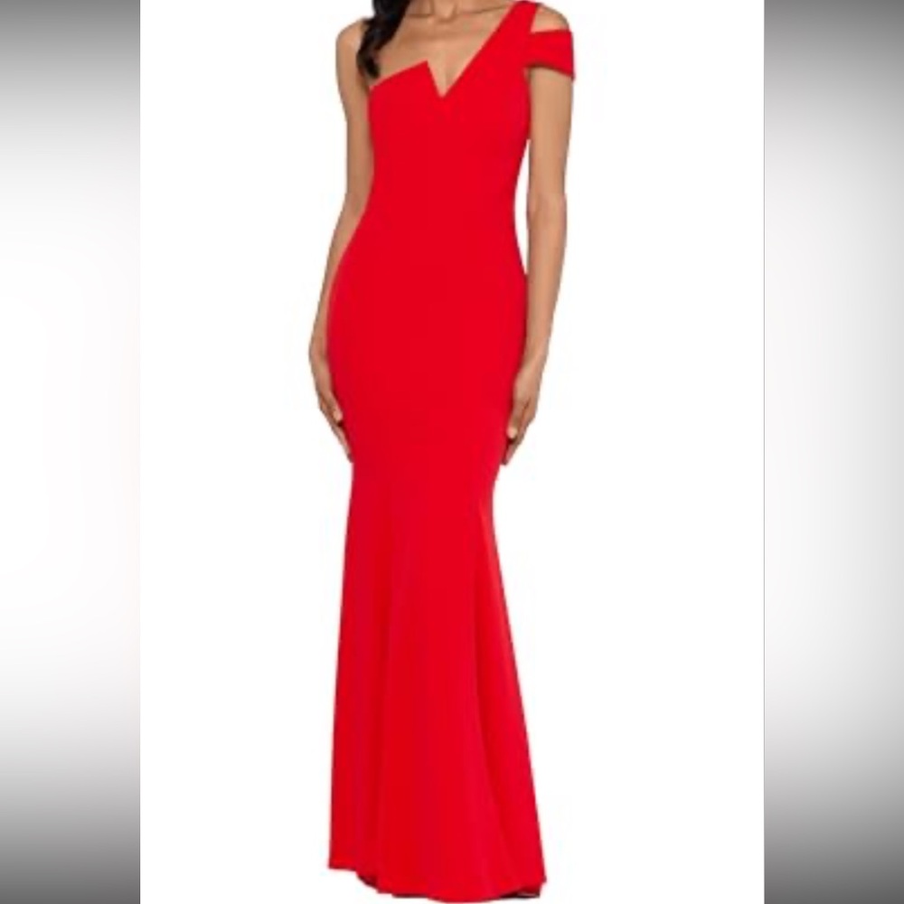 Aqua one shoulder gown